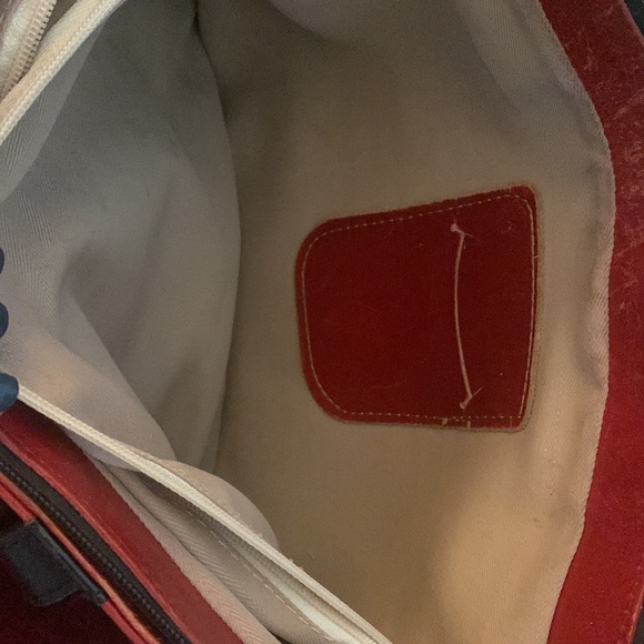 Italian Made Leather Satchel Bag Purse Deep Red! - Picture 5 of 6